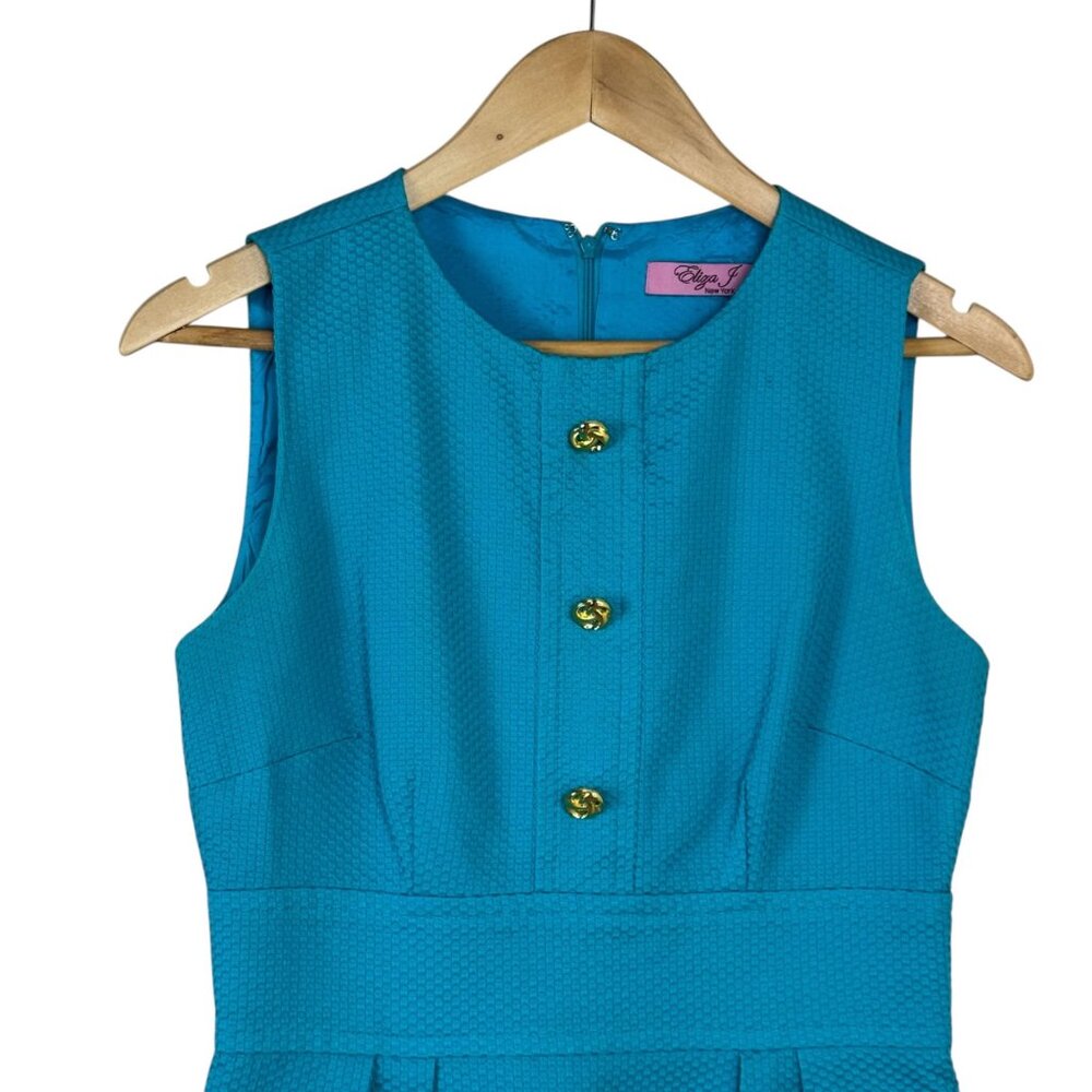 Eliza J Teal Sleeveless Midi Sheath Dress - Picture 3 of 11